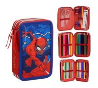 CARTOON Astuccio scuola 3 zip Spiderman Marvel triplo multiscomparto completo 44 pezzi colori giotto cancelleria per bambini