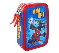 CARTOON Astuccio Scuola, Marvel, Spiderman, 3 Zip, multiscomparto, Completo 44 Pezzi, Colori Giotto, 20 x 13 x 6 cm, rosso - SP0794