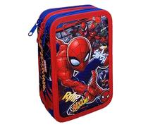CARTOON Astuccio Scuola Spiderman 3 Zip Completo 44 Pezzi 3 scomparti Colori Giotto 20x13x6
