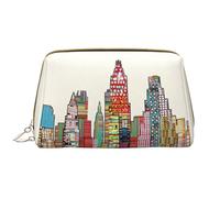 Cartoon Austin Texas chiusura a cerniera borsa cosmetica portatile impermeabile in pelle per casa viaggi per organizzare articoli da toeletta vari, bianco, Taglia unica