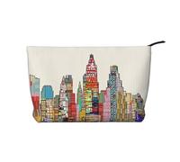 Cartoon Austin Texas Chiusura a Cerniera Borsa Trucco Corduroy Organizer Multifunzionale 22x7x17cm per Viaggi Campeggio Vacanza Fitness, Nero , Taglia unica