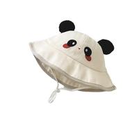 Cartoon Baby Fisherman - Cappucci per ombra del sole, in cotone, con cintura per il mento, per il lettino, traspiranti, Panda bianco, Taglia unica