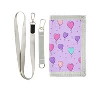 Cartoon Ballon Viola trifold tri fold portafoglio per gli uomini per la donna semplice portafoglio sottile con cordino, cartone animato, ballon, viola, 1 size