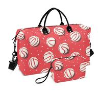 Cartoon Balls Red Dots Decorativo Spalla Weekender Pernottamento Borsa Palestra Carry on Borse da viaggio con Cinghia Regolabile per Viaggio Impermeabile bolsas para viajar en Avion de Mujer