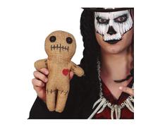 CARTOON Bambola voodoo con spillo 25 cm marrone accessorio decorazione per travestimenti e costumi di carnevale halloween feste a tema cosplay