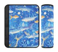 Cartoon Barracuda Cream Blue 2 Pack cintura di sicurezza tracolla cuscino, protegge collo e spalle, accessori auto cinture di sicurezza copre per la maggior parte delle auto, borse, furgoni, 25,4 x