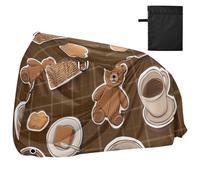 Cartoon Bear Cookie Coffee Brown Plaid Coperture impermeabili per bici con fori di bloccaggio Resistente ai raggi UV Indoor Outdoor Storage Road Bike Cover Adatto per la maggior parte degli accessori