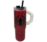 CARTOON Bicchiere Termico Spider-Man Marvel 770 ml con Cannuccia Tumbler in Acciaio Inox con Manico Ergonomico Doppia Parete Mantiene Bevande Calde e Fredde