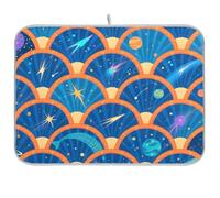 Cartoon Blue Fish Scale Pattern Cucina Contatore top mat Stuoia Piatto grande Stuoia di essiccazione 18 x 24
