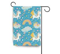 Cartoon Blue Unicorns piccole bandiere all'aperto chritmas banner per Yard decorazione 28x40 double sided