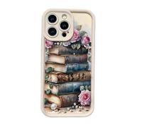 Cartoon Bookshelf Pattern TPU Phone Case for iPhone 16 15 14 13 12 Pro Max XR XS Plus, 3D Book Shelf Phone Case, Shockproof Non Slip Soft Silicone Protective Cover (14,H)