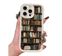 Cartoon Bookshelf Pattern Tpu Phone Case, Soft&cute Cartoon Bookshelf Pattern, For iPhone16/15/14/13pro Max, Shockproof Silicone Protective Cover 4PCS, For My Bookwarms (White,for 14promax)