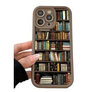Cartoon Bookshelf Pattern Tpu Phone Case, Soft&cute Cartoon Bookshelf Pattern, For iPhone16/15/14/13pro Max, Shockproof Silicone Protective Cover 4PCS, For My Bookwarms (Brown,for 14pro)