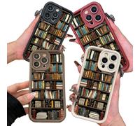 Cartoon Bookshelf Pattern Tpu Phone Case, Soft&cute Cartoon Bookshelf Pattern, For iPhone16/15/14/13pro Max, Shockproof Silicone Protective Cover 4PCS, For My Bookwarms (4PCS,for 13pro)