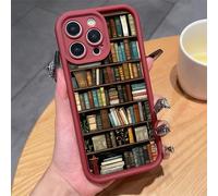Cartoon Bookshelf Pattern TPU Phone Case, Vintage Bookcase-Style for iPhones Case, Shockproof Silicone Protective Cover, Bookshelf for iPhone 13/14/15/16 Pro Max Series (iPhone 14ProMax,A)
