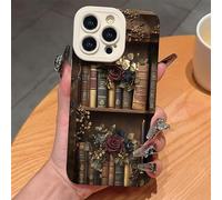 Cartoon Bookshelf Pattern TPU Phone Case - Vintage Bookshelf Phone Case foriPhone 16/15/14/13 Pro Max Series, for Men Women Book Lovers Gifts (for iphone15 Pro,Style G)