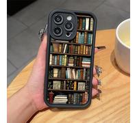 Cartoon Bookshelf Pattern TPU Phone Case - Vintage Bookshelf Phone Case foriPhone 16/15/14/13 Pro Max Series, for Men Women Book Lovers Gifts (for iphone 16 Pro,Style A)