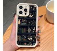 Cartoon Bookshelf Pattern TPU Phone Case - Vintage Bookshelf Phone Case foriPhone 16/15/14/13 Pro Max Series, for Men Women Book Lovers Gifts (for iphone 16 Pro,Style I)