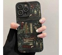 Cartoon Bookshelf Pattern TPU Phone Case - Vintage Bookshelf Phone Case foriPhone 16/15/14/13 Pro Max Series, for Men Women Book Lovers Gifts (for iphone14,Style K)