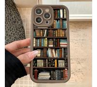 Cartoon Bookshelf Pattern TPU Phone Case - Vintage Bookshelf Phone Case foriPhone 16/15/14/13 Pro Max Series, for Men Women Book Lovers Gifts (for iphone14 Pro,Style C)