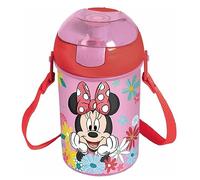 CARTOON Borraccia con apertura pop-up Minnie Mouse Disney bottiglia in plastica riutilizzabile con tracolla BPA free capacità 450 ml