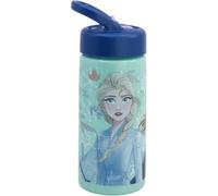 CARTOON Borraccia con beccuccio ripiegabile bottiglia per bambini in plastica riutilizzabile BPA Free 410 ml (Frozen)