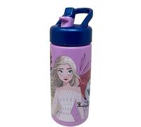 CARTOON Borraccia con beccuccio ripiegabile Frozen Disney bottiglia per bambini in plastica riutilizzabile BPA Free 410 ml