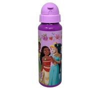 CARTOON Borraccia Disney Principesse lilla in alluminio con cannuccia bottiglia 550 ml accessorrio per bambini