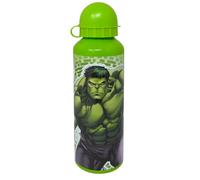 CARTOON Borraccia per bambini in alluminio bottiglia da 500 ml con beccuccio (Hulk, verde)
