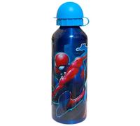 CARTOON Borraccia per bambini in alluminio bottiglia da 500 ml con beccuccio (Spiderman, celeste)