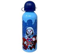 CARTOON Borraccia per bambini in alluminio bottiglia da 500 ml con beccuccio (Spidey, blu)