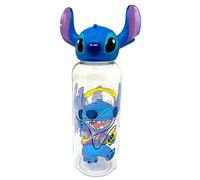 CARTOON Borraccia per bambini Stitch Disney, bottiglia in tritan 560 ml con tappo svitabile in 3D BPA Free