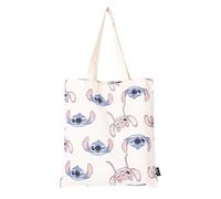 CARTOON Borsa in tela, Tote Bag, borsa shopper in tessuto, riutilizzabile, multifunzione (Stitch e Angel)