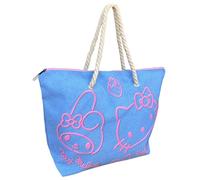 CARTOON Borsa mare Hello Kitty e My Melody accessorio da spiaggia borsa in tessuto con manici in corda