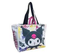 CARTOON Borsa mare Kuromi Sanrio shopper con manici e tracolla con chiusura zip borsa a spalla da spiaggia