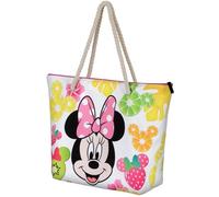 CARTOON Borsa mare Minnie Mouse Disney accessorio da spiaggia borsa in tessuto con manici in corda