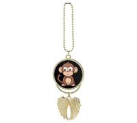 Cartoon Brown Monkey Car Hanging Ornament Rear View Mirror Pendant Lucky Presents Hanging Ornament Funny Car Pendant for Office Auto Home Decoration Gold-style