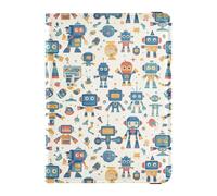 Cartoon Building Blocks Robot Beige Porta Passaporto in Pelle per Viaggio Sicuro Nascosto Soldi e Carta Holder per Famiglia Accessori Viaggio