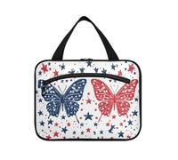 Cartoon Butterflies 4th Of July Independence Day borsa da viaggio appesa per articoli da toeletta con gancio, essenziale di design appeso borsa da toilette per elementi essenziali per le donne viaggio