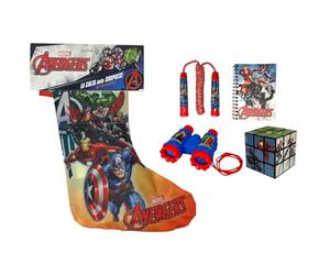 CARTOON Calza della befana con Accessori Avengers Marvel calzettone con 4 Giochi per Bambini