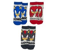 CARTOON Calzini Bambino Set 3 Paia Sonic the Hedgehog Knuckles the Echidna & Shadow the Hedgehog Cotone Morbido Traspirante Calze Elastiche Colorate Idea Regalo