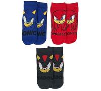 CARTOON Calzini Bambino Set 3 Paia Sonic the Hedgehog Knuckles the Echidna & Shadow the Hedgehog Cotone Morbido Traspirante Calze Elastiche Colorate Blu/Rosso/Nero Idea Regalo
