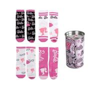 CARTOON Calzini per bambini Barbie 4 paia di calze in misto cotone con salvadanaio