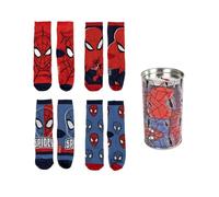CARTOON Calzini Spiderman Marvel 4 paia di calze per bambini in misto cotone con salvadanaio