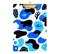 Cartoon Camouflage Albero Blu Acrilico Appunti Laterali Lettera Standard A4 Formato Acrilico Carino per Insegnante Portfolio Appunti Oro 12x9 pollice Tablas para escribir
