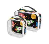 Cartoon Candy Space Mens Toiletry Viaggio TSA Approvato Trasparente Cosmetico Borsa da Viaggio Degli Uomini Kit di Rasatura