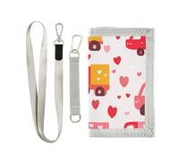 Cartoon Car San Valentino trifold uomini portafogli regali freddi semplice robusto portafoglio pieghevole con cordino billetera minimalista para hombre, cartone animato, automobile, San Valentino, 1