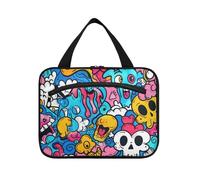 Cartoon Carino Blu Mostro Graffiti Appeso Mens Borsa da Viaggio con Gancio, Designer Multifunzionale Makeup Bag per auto per papà Hotel estuches para maquillaje L