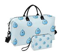 Cartoon Carino Blu Pollo Decorativo Viaggio Duffel Bag Sport Palestra Bag con Toiletry Bag per Allenamento Impermeabile bulto de para Hombre