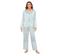 Cartoon Carino Blu San Valentino Elefante Donna Pigiama In Raso Morbido Manica Lunga Piuma Polsino Setoso Pigiama Set Per Le Donne Lungo Nightwear M bata para dormir de mujer manica lunga loungewear 2
